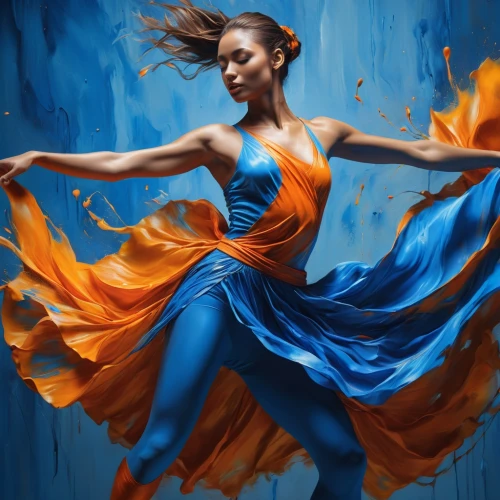 flamenco,bodypainting,flamenca,dance with canvases,danseuse,fluidity,body painting,blue painting,vibrantly,dancer,firedancer,siriano,orange,rankin,garrison,goude,dirie,gracefulness,fabric painting,danza,Photography,General,Realistic
