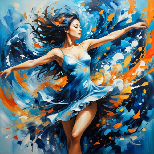 dance with canvases,dancer,dance,flamenco,harmonix,danses,twirling,gracefulness,love dance,fluidity,blue painting,danse,danseuse,bailar,twirl,danser,twirls,balletic,exuberance,exhilaration,Conceptual Art,Oil color,Oil Color 24