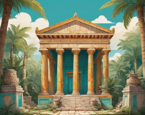 artemis temple,egyptian temple,greek temple,roman temple,pillars,tempio,ancient city,the ancient world,temple of diana,paradisus,columns,karnak,colonnaded,pillar,capitolium,poseidons temple,mausoleum ruins,panagora,three pillars,marble palace,Illustration,Vector,Vector 12