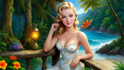 the blonde in the river,mermaid background,fantasy picture,tinkerbell,retro pin up girl,connie stevens - female,pin-up girl,faires,fairy tale character,pin up girl,fantasy art,retro pin up girls,spring background,background ivy,pin ups,faerie,springtime background,amphitrite,pin-up girls,landscape background