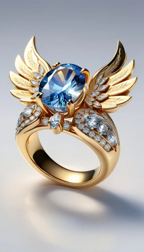 ring dove,mouawad,engagement ring,ring jewelry,birthstone,wedding ring,goldsmithing,garrison,chaumet,diamond ring,winged heart,angel wing,anello,wing blue color,anillo,blue bird,jewelry manufacturing,golden ring,sapphire,ringen,Unique,3D,3D Character