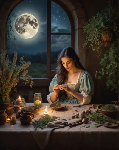 imbolc,mabon,lughnasadh,druidry,candlemaker,fantasy picture,magick,fortuneteller,poornima,fortune telling,mystic light food photography,divination,anointment,rosicrucians,innkeeper,herbalists,woman holding pie,embroiderer,purnima,perfumer,Photography,General,Fantasy