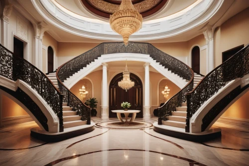 emirates palace hotel,hallway,claridges,luxury hotel,cochere,gleneagles hotel,claridge,staircase,winding staircase,luxury home interior,lanesborough,rosecliff,palatial,circular staircase,outside staircase,entrance hall,luxury property,foyer,staircases,bessborough,Illustration,Paper based,Paper Based 07