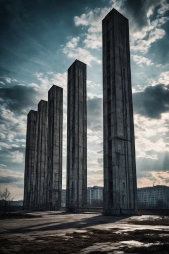 kurilsk,monoliths,ordos,fermilab,prora,brutalist,pripyat,chernobyls,barad,highrises,monolithic,stalin skyscraper,brutalism,urban towers,zelenograd,monumentos,sanatoriums,novogrozny,monolith,westerplatte,Illustration,Black and White,Black and White 31