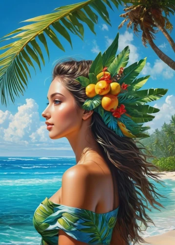 polynesian girl,tahitian,luau,hula,hawaiiana,coconut perfume,blue hawaii,aloha,tropical sea,tropical floral background,hawai,tropico,tropicale,tropical house,moana,beach background,plumeria,wahine,polynesian,colada,Conceptual Art,Fantasy,Fantasy 12