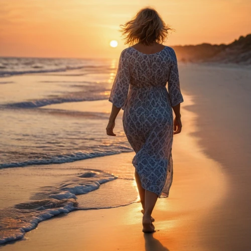 walk on the beach,woman walking,woman silhouette,beach walk,girl walking away,girl on the dune,caftan,sclerotherapy,trisha yearwood,girl in a long dress from the back,girl in a long dress,travel woman,sunrise beach,ambling,beautiful beach,caftans,guiding light,eurythmy,sun and sea,golden light,Photography,General,Natural