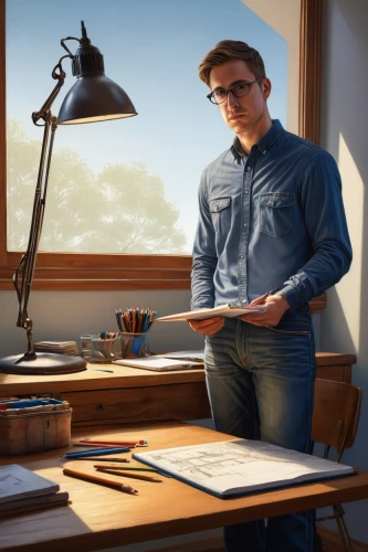 male poses for drawing,illustrator,craftsman,man with a computer,sci fiction illustration,animator,draughtsman,artist portrait,levenstein,pencil frame,blur office background,compositing,computer graphics,study,office worker,tutor,photoshop school,frame drawing,autodesk,writing desk,Conceptual Art,Oil color,Oil Color 16