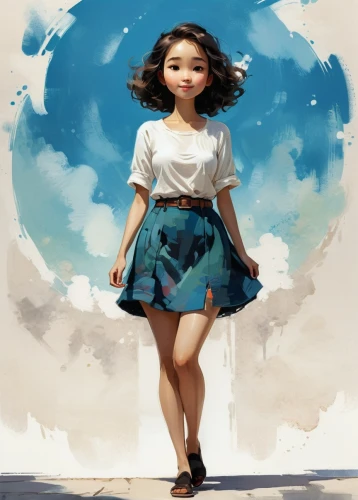 little girl in wind,girl with speech bubble,world digital painting,overpainting,girl walking away,flying girl,watercolor blue,little girl twirling,blue painting,girl in a long,digital painting,studio ghibli,katara,krita,a girl in a dress,girl drawing,photo painting,marinette,kids illustration,cloudstreet,Photography,General,Natural