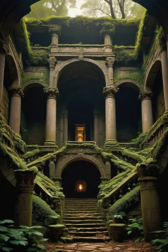 bomarzo,labyrinthian,abandoned place,kamakoti,hall of the fallen,ajanta,lost place,yavin,ruins,mausoleum ruins,abandoned places,kykuit,palenque,takachiho,walhalla,lost places,ruin,matthiessen,corregidor,ancient building,Illustration,Vector,Vector 13