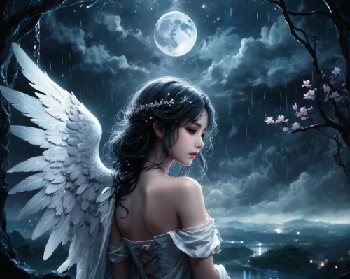 dark angel,faerie,fallen angel,faery,angel wings,angel girl,black angel,fantasy picture,fairy queen,moonchild,vintage angel,selene,fantasy art,angel,angel wing,angel's tears,seraphim,fairie,queen of the night,blue moon rose,Conceptual Art,Fantasy,Fantasy 34