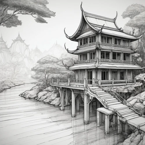 asian architecture,teahouse,teahouses,ancient buildings,ancient city,qingcheng,yashima,ancient house,backgrounds,stone pagoda,wooden houses,japanese shrine,xuande,white temple,qingming,japanese background,woodblock,shrines,wudang,longhouse,Photography,Black and white photography,Black and White Photography 02