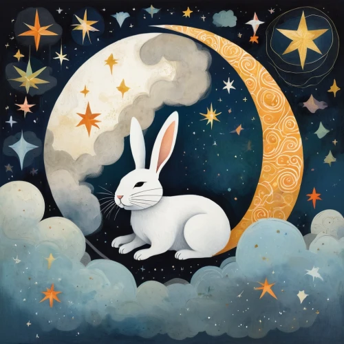 lapine,white rabbit,cartoon bunny,moon and star background,white bunny,cartoon rabbit,babbit,rabbit,bunni,hase,ostern,miffy,bunny,lepus,lapin,little rabbit,moon night,european rabbit,lunar,ostara,Illustration,Vector,Vector 08