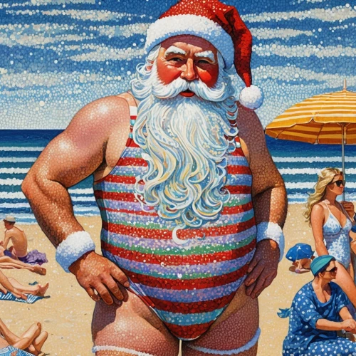 santa claus at beach,christmas on beach,santa claus,christmas santa,santa,father christmas,retro christmas,santaniello,ho ho ho,feliz navidad,santini,kris kringle,natale,christmas wallpaper,santaji,navidad,santas,st claus,santamans,nikolaus,Conceptual Art,Daily,Daily 31