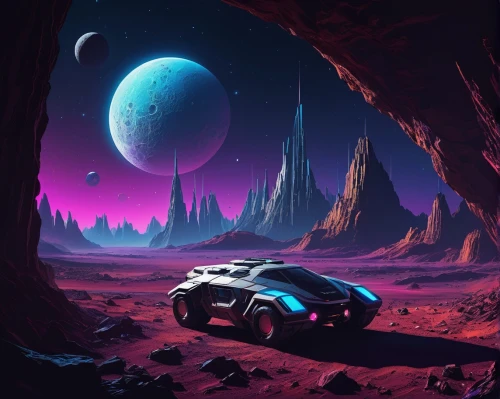 futuristic landscape,extrasolar,alien planet,moon car,alien world,gas planet,lunar,lunar landscape,barren,moonscapes,stardrive,moon valley,neptunian,planetary,earth rise,autoeuropa,valley of the moon,car wallpapers,desert planet,planet,Conceptual Art,Sci-Fi,Sci-Fi 12