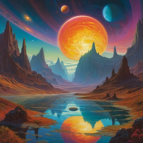 alien planet,fantasy landscape,alien world,futuristic landscape,fire planet,lunar landscape,planet eart,gliese,exoplanets,planetary,barsoom,space art,exoplanet,extrasolar,valley of the moon,planetary system,planet alien sky,dreamscape,volcanic landscape,fantasy picture,Illustration,Realistic Fantasy,Realistic Fantasy 03
