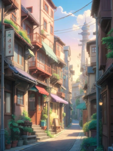 kumashiro,sidestreet,rue,violet evergarden,sidestreets,alleyway,alley,narrow street,hankou,ruelle,alleyways,hosoda,shinbo,gion,azabu,shimbashi,neighborhood,cloudstreet,qingcheng,ichigaya,Anime,Anime,General