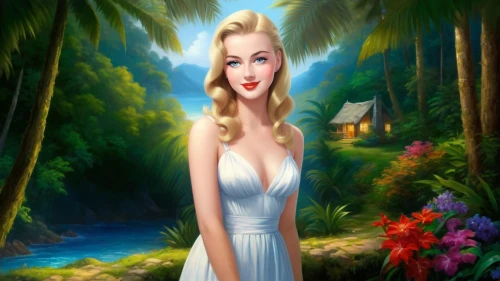 connie stevens - female,marilyn monroe,marylyn monroe - female,the blonde in the river,marylin monroe,mamie van doren,marilynne,fantasy picture,mermaid background,blonde woman,marylin,tropico,marilyng,southern belle,marilyns,glinda,girl in a long dress,amazonica,pin-up girl,portrait background