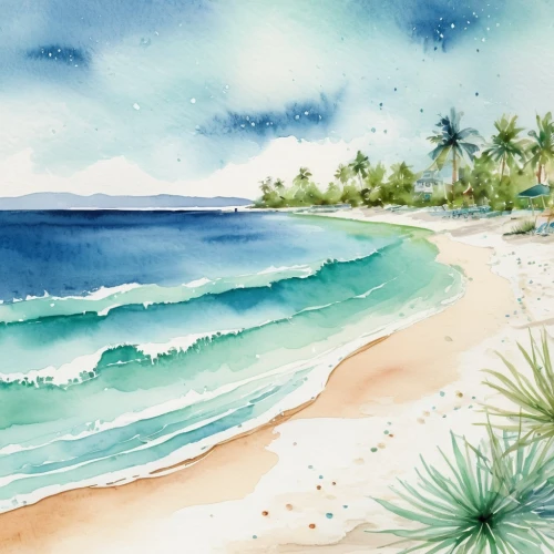 watercolor background,watercolor palm trees,beach scenery,beach landscape,dream beach,watercolor blue,tropical sea,tropical beach,beach background,ocean background,oceanview,oceanfront,watercolor,blue hawaii,water colors,bathsheba,water color,beachfront,watercolors,watercolor texture,Illustration,Paper based,Paper Based 25