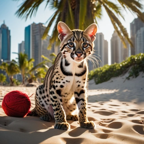 ocelot,ocelots,bengal cat,european shorthair,chebbi,margay,bengal,wild cat,tiger cat,genets,tabby kitten,servals,cheeta,palm kitten,tiger cub,playing in the sand,tropical animals,prowling,worldcat,felidae,Photography,General,Realistic