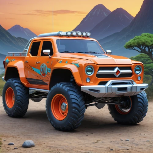 supertruck,monster truck,off road toy,ford truck,subaru rex,rc model,rc car,lifted truck,overlander,off-road vehicle,truckmaker,off-road car,pickup truck,4x4 car,trucklike,tundras,scx,maxxis,raptor,yota,Illustration,Japanese style,Japanese Style 03