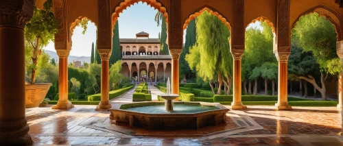 alcazar of seville,alhambra,dorne,garden of the fountain,alcazar,water palace,theed,kashan,marrakesh,persian architecture,mamounia,floor fountain,seregil,alcazaba,andalucia,decorative fountains,fountain,andalucian,andaluza,quasr al-kharana,Art,Classical Oil Painting,Classical Oil Painting 37