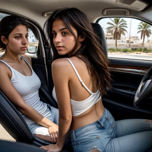 girl in car,in car,girl and car,two girls,car model,midriffs,convertibles,seatbelt,passenger,seatbelts,car window,braless,starlets,woman in the car,convertible,bad girls,cholas,rearview,chicanas,abdellatif