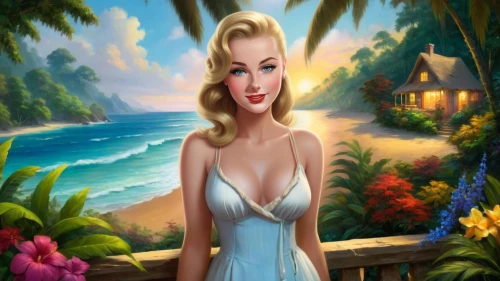 marylyn monroe - female,marilyn monroe,mermaid background,summer background,pin-up girl,beach background,pin ups,pin up girl,marylin monroe,landscape background,retro pin up girl,connie stevens - female,love background,blonde woman,the blonde in the river,tropico,cartoon video game background,fantasy picture,blue jasmine,marilynne