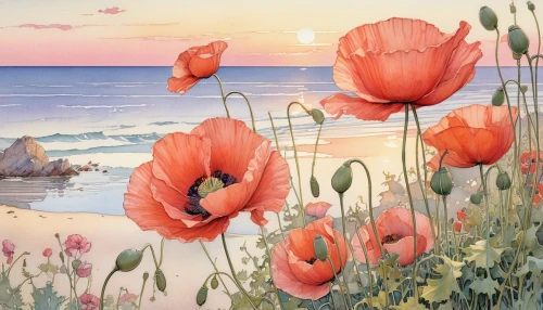 poppy flowers,watercolour flowers,red poppies,anemone japan,watercolor background,poppy field,poppy fields,mohn,red anemones,poppies,flower painting,watercolor flowers,anemones,watercolor floral background,summer anemone,sea of flowers,papaver,poppy anemone,red poppy,anemone,Illustration,Japanese style,Japanese Style 19