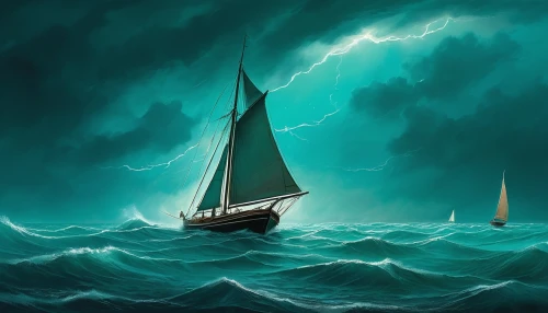 sea storm,wieslaw,sailing boat,sailing,siggeir,sail boat,sailboat,donsky,radstrom,stormy sea,sail,green sail black,tempestuous,sea sailing ship,poseidon,world digital painting,whirlwinds,oil painting on canvas,the wind from the sea,sailer,Conceptual Art,Daily,Daily 32