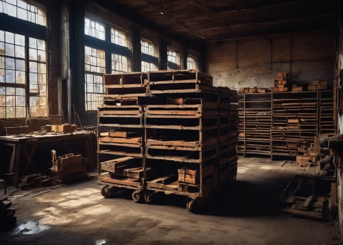 cooperage,manufactory,abandoned factory,wooden pallets,storerooms,factory bricks,brickmaker,empty factory,storeroom,old factory,tannery,pallets,brickmakers,smeltery,brickworks,old factory building,foundry,storehouses,workbenches,warehouse,Art,Classical Oil Painting,Classical Oil Painting 27