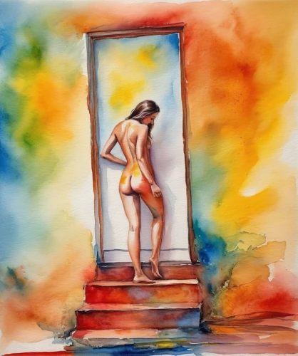 watercolor frame,watercolour frame,watercolor painting,watercolorist,watercolor frames,watercolor,water color,girl on the stairs,watercolors,watercolourist,watercolor background,aquarelle,watercolour paint,watercolours,watercolor pencils,watercolor women accessory,watercolor sketch,water colors,watercolour,fischl,Illustration,Paper based,Paper Based 24