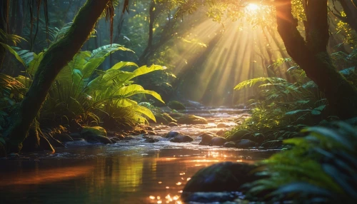 fairy forest,tropical forest,sunlight through leafs,fairytale forest,light rays,rainforest,sunrays,rays of the sun,rainforests,sun rays,light reflections,god rays,glow of light,light comes through,sun reflection,zealandia,beam of light,nature wallpaper,rain forest,elven forest,Photography,General,Commercial