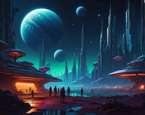 futuristic landscape,alien planet,alien world,homeworlds,barsoom,sci fi,scifi,sci fiction illustration,sci - fi,fantasy landscape,extrasolar,coruscant,homeworld,space art,cardassia,gliese,sulaco,interplanetary,panspermia,offworld,Conceptual Art,Sci-Fi,Sci-Fi 12