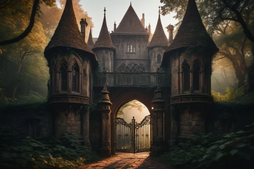 witch's house,the threshold of the house,fairy tale castle,witch house,fairytale castle,ghost castle,ravenloft,house in the forest,haunted cathedral,haunted castle,hall of the fallen,castle of the corvin,gothic style,lostplace,the haunted house,doorways,fairy tale,fantasy picture,fairy door,haunted house,Illustration,Abstract Fantasy,Abstract Fantasy 07