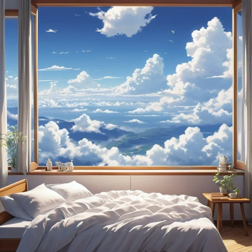 sky apartment,sleeping room,bedroom window,sea of clouds,cloudmont,windows wallpaper,cloud shape frame,clouds - sky,cloudstreet,sky clouds,blue room,boy's room picture,blue sky clouds,above the clouds,dreamscapes,cumulus clouds,landscape background,sky,japanese-style room,cloud image,Photography,General,Realistic