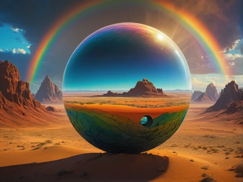 crystal ball-photography,crystal ball,glass sphere,little planet,prism ball,3d fantasy,parallel worlds,glass ball,lensball,alien planet,rainbow background,crystalball,glass orb,planet eart,fantasy picture,earthlike,lenticular,fantasy landscape,alien world,virtual landscape,Photography,General,Fantasy