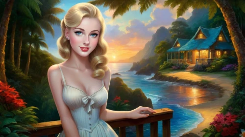 the blonde in the river,fantasy picture,landscape background,girl on the river,romantic portrait,fantasy art,fairy tale character,mermaid background,world digital painting,amazonica,fantasy portrait,portrait background,elsa,cartoon video game background,janna,anastasiadis,romantic look,nature background,cinderella,girl in the garden