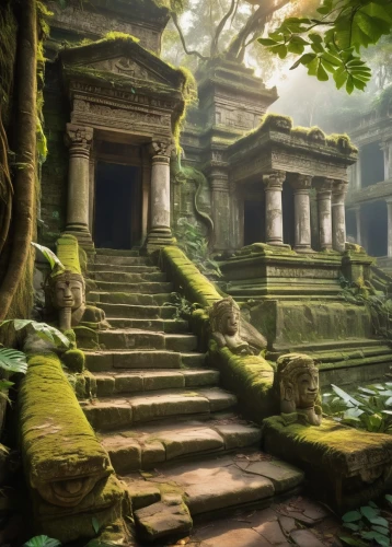 angkor,ancient city,ancient buildings,cambodia,ancient house,asian architecture,yavin,thai temple,the ancient world,buddhist temple complex thailand,ancient,poseidons temple,angkor wat temples,siemreap,angkor thom,labyrinthian,banteay,ancient ruins,ancients,sanctum,Illustration,Japanese style,Japanese Style 19