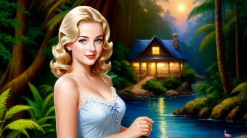 the blonde in the river,fairy tale character,cartoon video game background,amazonica,fairyland,ninfa,dorthy,thumbelina,connie stevens - female,tinkerbell,housemaid,background ivy,fantasy picture,landscape background,fairy tale,faires,forest background,secret garden of venus,dollywood,3d background