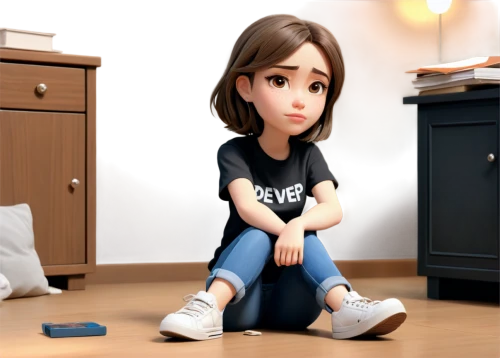 cute cartoon image,cute cartoon character,worried girl,amination,anime 3d,girl sitting,3d rendered,girl in t-shirt,agnes,animation,demobilised,3d render,anime cartoon,girl studying,girl praying,3d figure,animator,3d model,character animation,sulk,Unique,3D,3D Character
