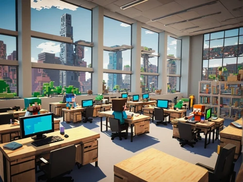 modern office,school design,computer room,desks,offices,voxel,classroom,study room,class room,voxels,classrooms,blur office background,working space,3d render,cybertown,creative office,computerworld,office,workstations,workbenches,Unique,Pixel,Pixel 03