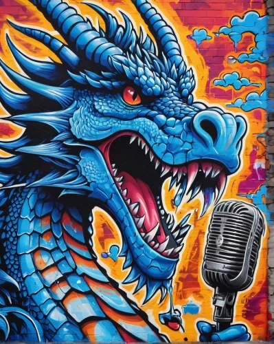 roa,maguana,painted dragon,fire breathing dragon,dragonja,graffiti art,gigan,microphone,kaiju,dragones,alebrije,dragon,beatboxer,dragao,dragon fire,vocal,dragonetti,mic,artabazus,dragonfire,Conceptual Art,Graffiti Art,Graffiti Art 07