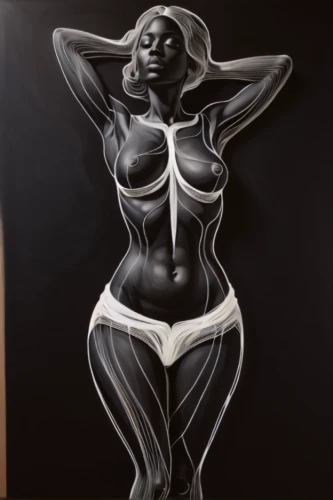neon body painting,bodypainting,sculpt,underpainting,female body,thick paint,body painting,bodypaint,airbrushing,airbrush,hyperrealism,chalk drawing,body art,woman sculpture,drawing mannequin,sculpted,sculptured,oil painting on canvas,oil on canvas,black woman