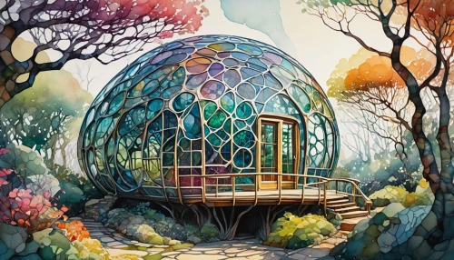 earthship,biospheres,chemosphere,biosphere,ecosphere,greenhouse,mirror house,prism ball,treehouse,fairy house,geodesic,tree house,tree house hotel,greenhouse cover,ecotopia,biophilia,biodome,dreamhouse,cubic house,flower dome,Conceptual Art,Sci-Fi,Sci-Fi 01