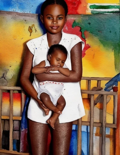 oil painting on canvas,photo painting,little girl and mother,oil painting,akuapem,baby with mom,leogane,haitien,mambwe,ibibio,mom and daughter,oil on canvas,maternal,burundians,mother and daughter,liberians,ivoirienne,motherless,congolais,sanai,Illustration,Paper based,Paper Based 24