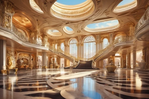 marble palace,ornate room,caesars palace,futuristic art museum,europe palace,palladianism,neoclassical,venetian hotel,opulently,hall of the fallen,opulence,floor fountain,hall of nations,immenhausen,neoclassicism,caesar palace,ballroom,peterhof palace,archly,versailles,Illustration,Retro,Retro 12