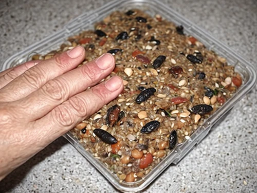 muesli,granola,acacia resin,caponata,dry fruit,pemmican,zatarain,cowpeas,sultanas,mincemeat,mahbubur,picadillo,tempeh,bird food,lentils,muglia,legumes,mixed fruit cake,crumble mixture,chickpeas