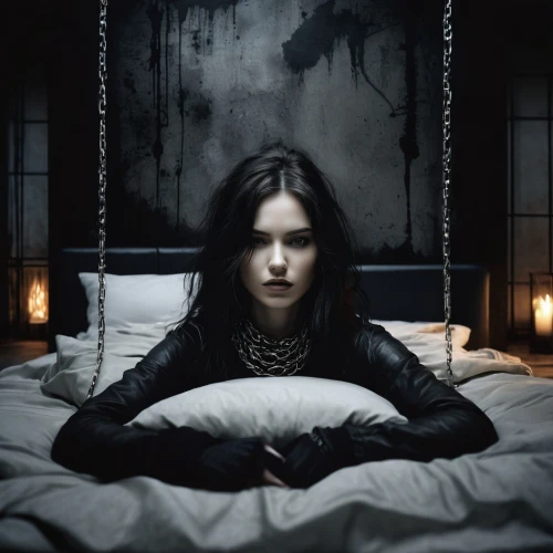 girl in bed,gothic woman,woman on bed,vampire woman,gothic portrait,hekate,malefic,evanescence,behenna,darkling,gothika,isoline,vampire lady,dark gothic mood,dark art,dark portrait,daveigh,goth woman,vampyre,oscuro,Illustration,Realistic Fantasy,Realistic Fantasy 29