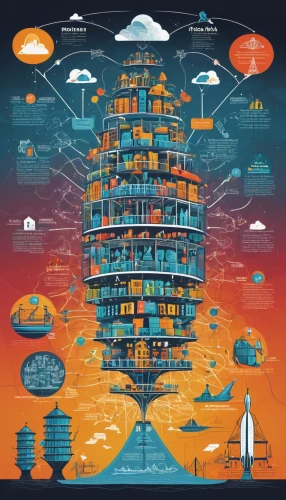 internet of things,cybertown,sci fiction illustration,smart city,cloud computing,cyberport,connected world,megatrends,big data,futureworld,cyberinfrastructure,panopticon,sedensky,megastructures,supercomputing,cloud atlas,superstructures,blockship,technodrome,cellular tower,Illustration,Realistic Fantasy,Realistic Fantasy 40