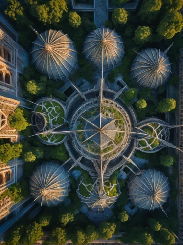 gaudi park,kaleidoscape,champ de mars,the center of symmetry,aerial view umbrella,villa borghese,kaleidoscope,kaleidoscopic,bordeaux,lotus temple,mirogoj,putrajaya,garden of the fountain,iasi,peterhof palace,saint petersburg,gaudi,janiculum,guangzhou,bird's eye view,Conceptual Art,Sci-Fi,Sci-Fi 07